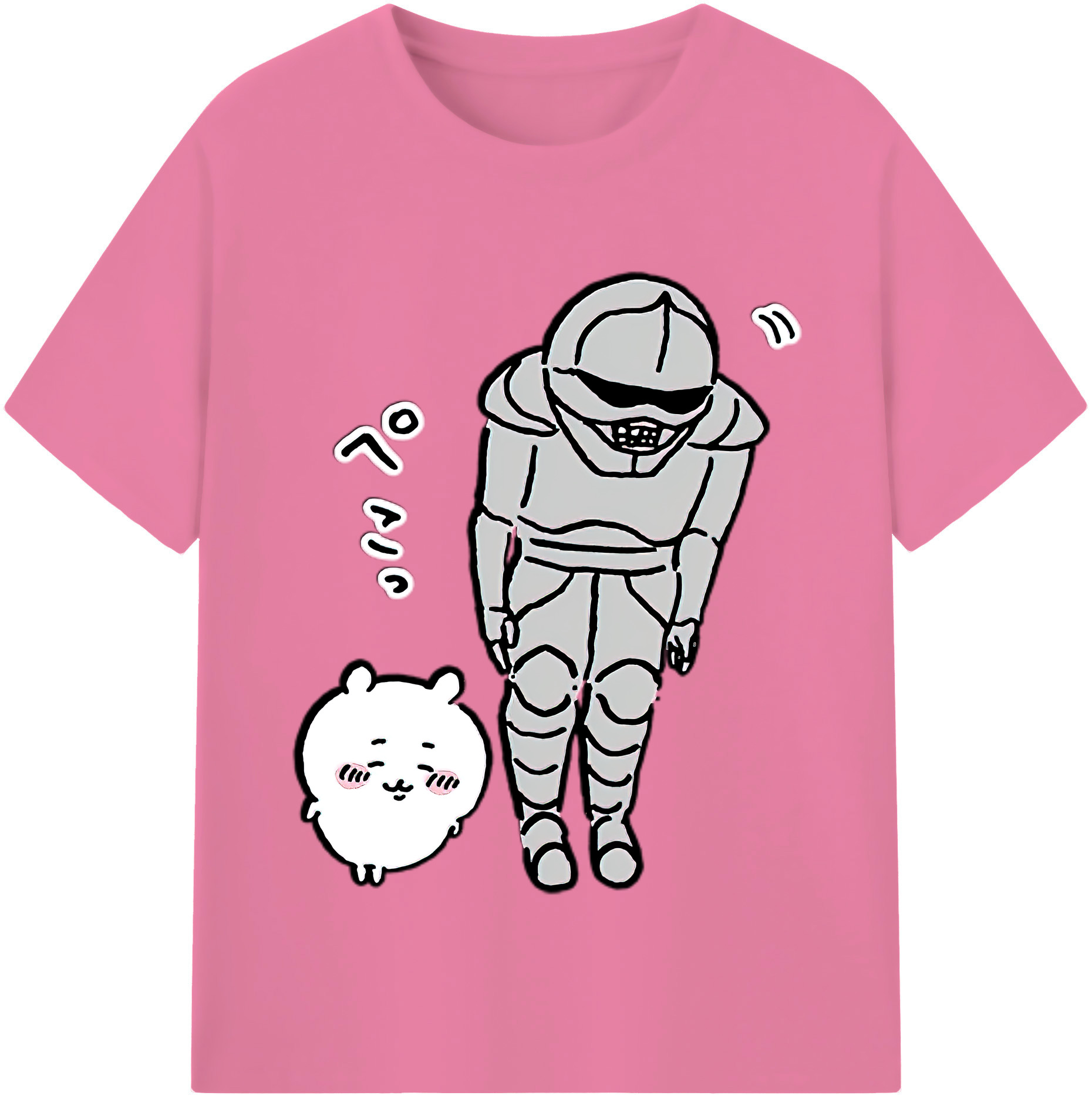（画像用） ちいかわ 労働の鎧さん Chii-kawa Mr. Armor of Labor 綿100％半袖Tシャツ（フロントプリント）